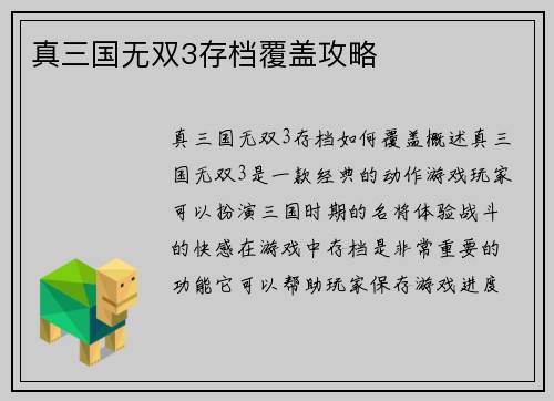 真三国无双3存档覆盖攻略
